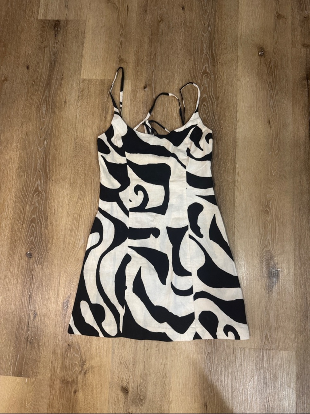 H&M Black & White Abstract Slip Mini Dress